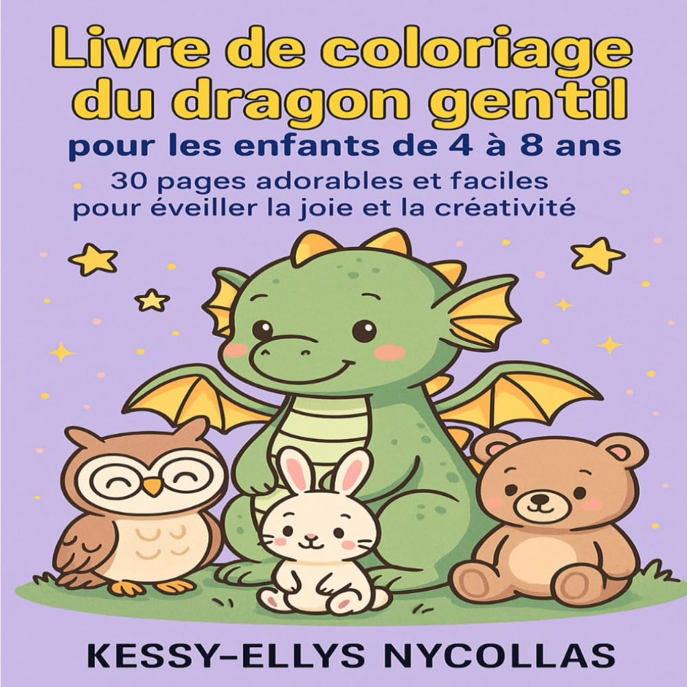 Coperta cărții Livre de coloriage Dragon Gentil pour enfants – carte de colorat pentru copii