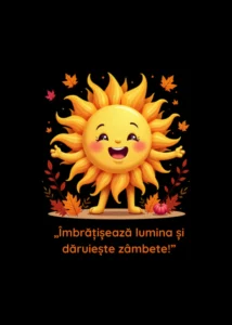 Ilustrație cu soare zâmbitor și frunze de toamnă, colecția Naturis Danaxa44 Creation