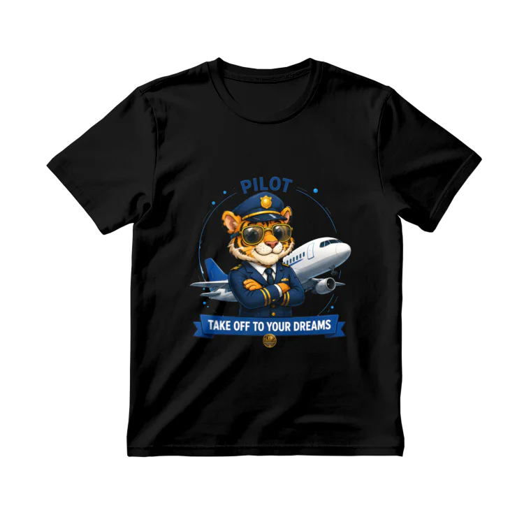 Tricou Pilot cu tigru aviator – Take Off to Your Dreams, colecția VALORIS