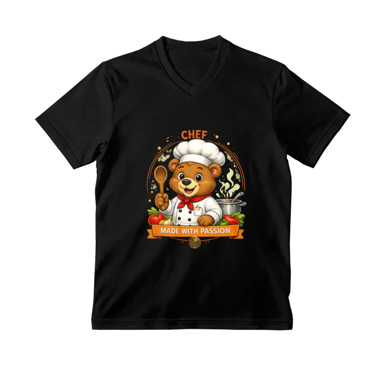 Tricou Chef cu urs bucătar – Made With Passion, colecția VALORIS