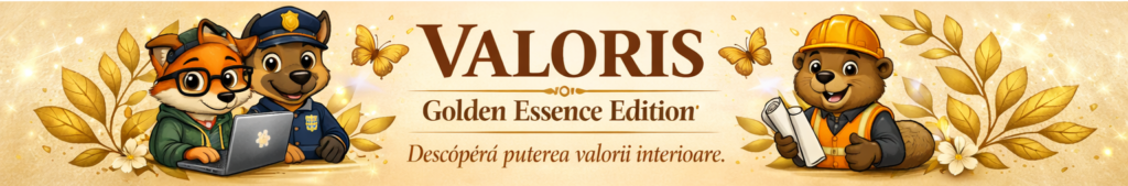 VALORIS, design elegant, tonuri aurii și stil premium.baner valoris