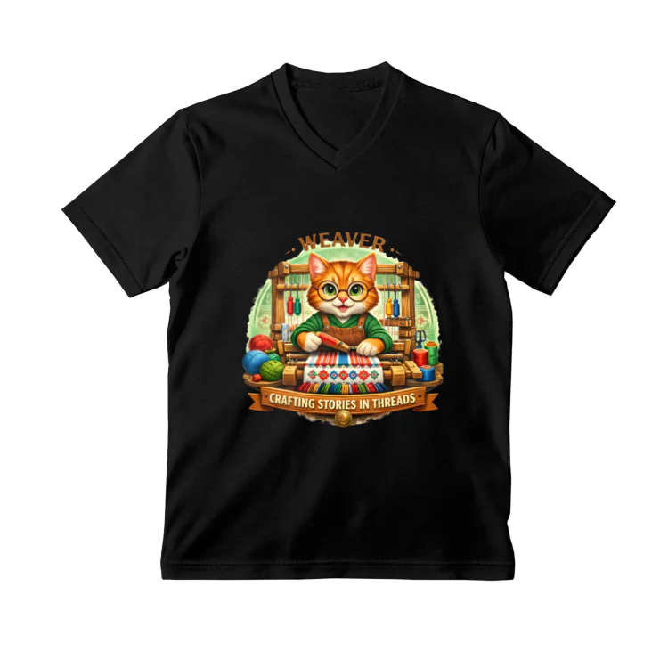 Tricou Weaver cu motan țesător – Crafting Stories in Threads, colecția VALORIS